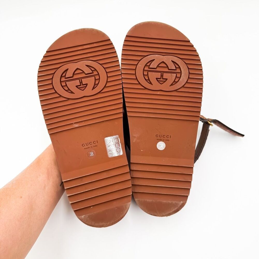 Gucci GG Cutout Sandals Cosmos Softy Tan Leather Size 38, US 8 - Picture 11 of 13